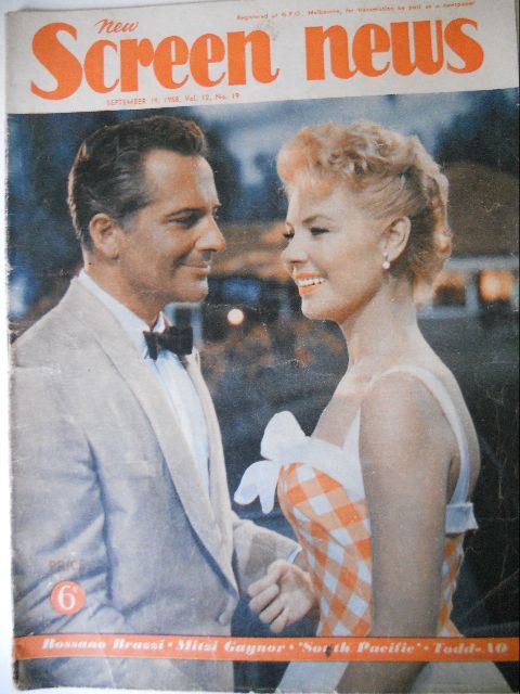 NEW SCREEN NEWS magazine side cover  Vol 12 # 19 19 September 1958