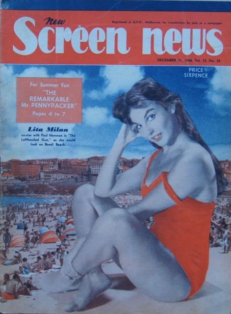 NEW SCREEN NEWS magazine side cover  Vol 12 # 26 26 December 1958