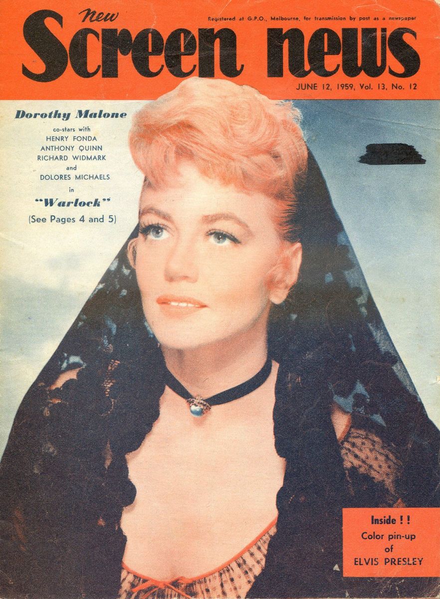 NEW SCREEN NEWS magazine side cover  Vol 13 # 12 12 June 1959