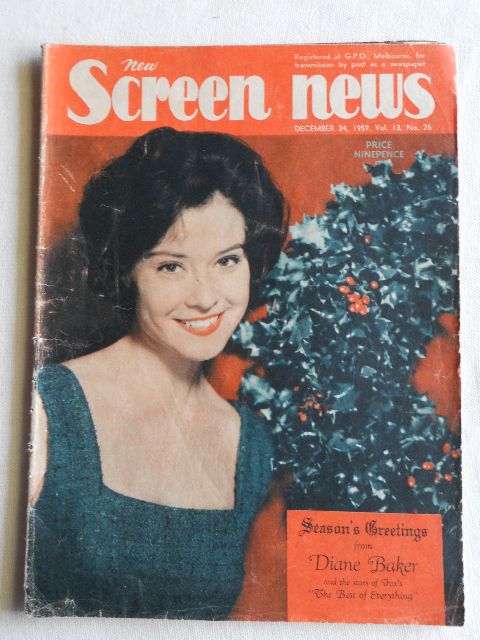 NEW SCREEN NEWS magazine side cover  Vol 13 # 26 24 December 1959