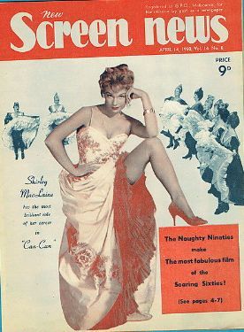NEW SCREEN NEWS magazine side cover  Vol 14 # 8 14 April 1960