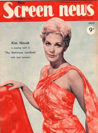 NEW SCREEN NEWS magazine side cover  Vol 15 # 20 29 September 1961