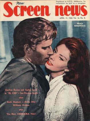 NEW SCREEN NEWS magazine side cover  Vol 16 # 8 13 April 1962