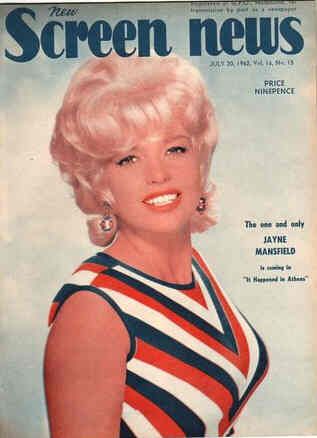 NEW SCREEN NEWS magazine side cover  Vol 16 # 15 20 July 1962