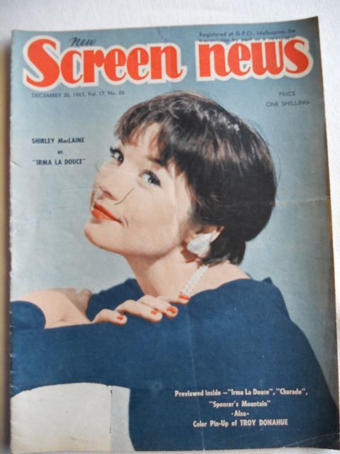 NEW SCREEN NEWS magazine side cover  Vol 17 # 26 20 December 1963