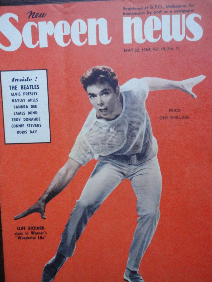 NEW SCREEN NEWS magazine side cover  Vol 18 # 11 22 May 1964