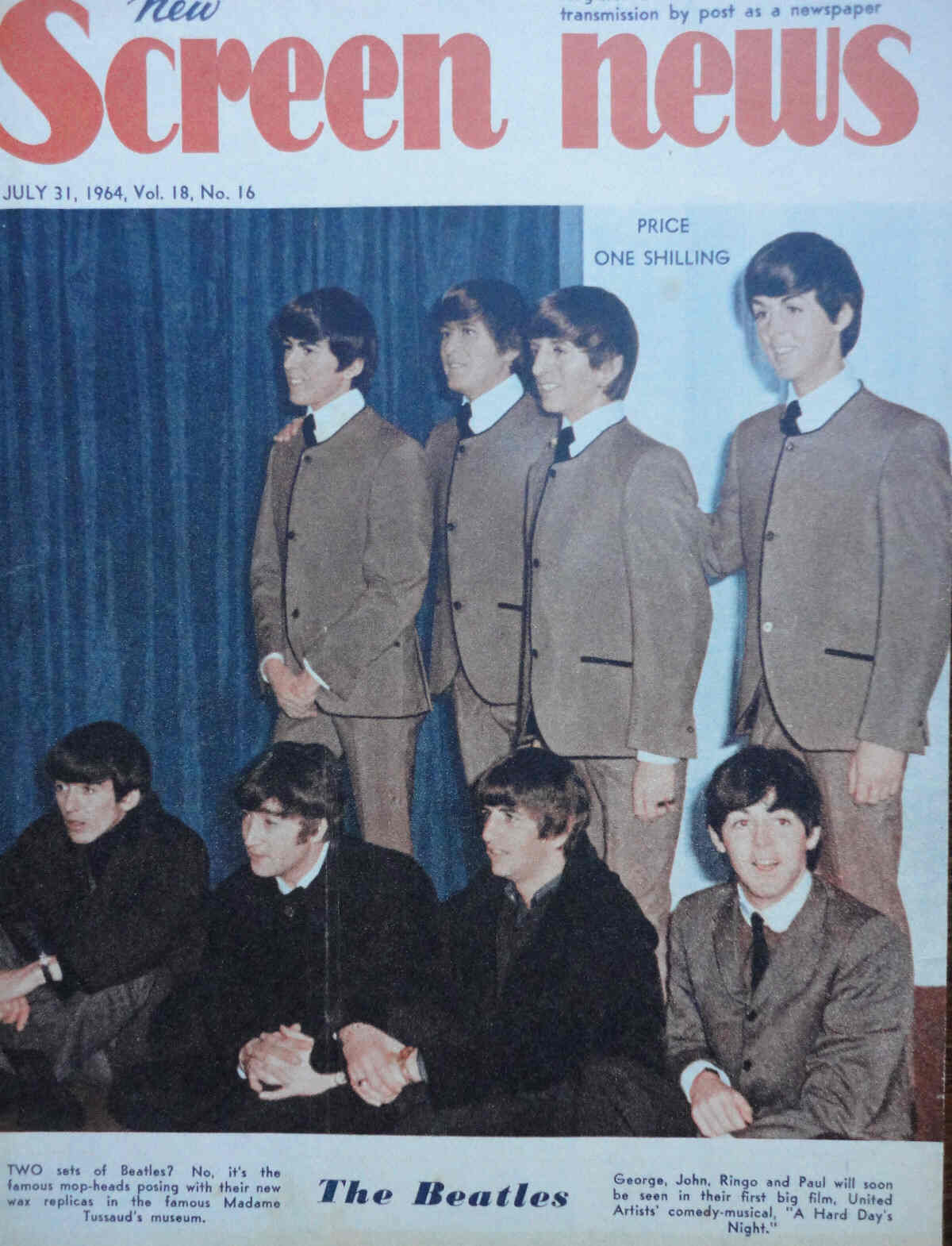 NEW SCREEN NEWS magazine side cover  Vol 18 # 16 31 July 1964