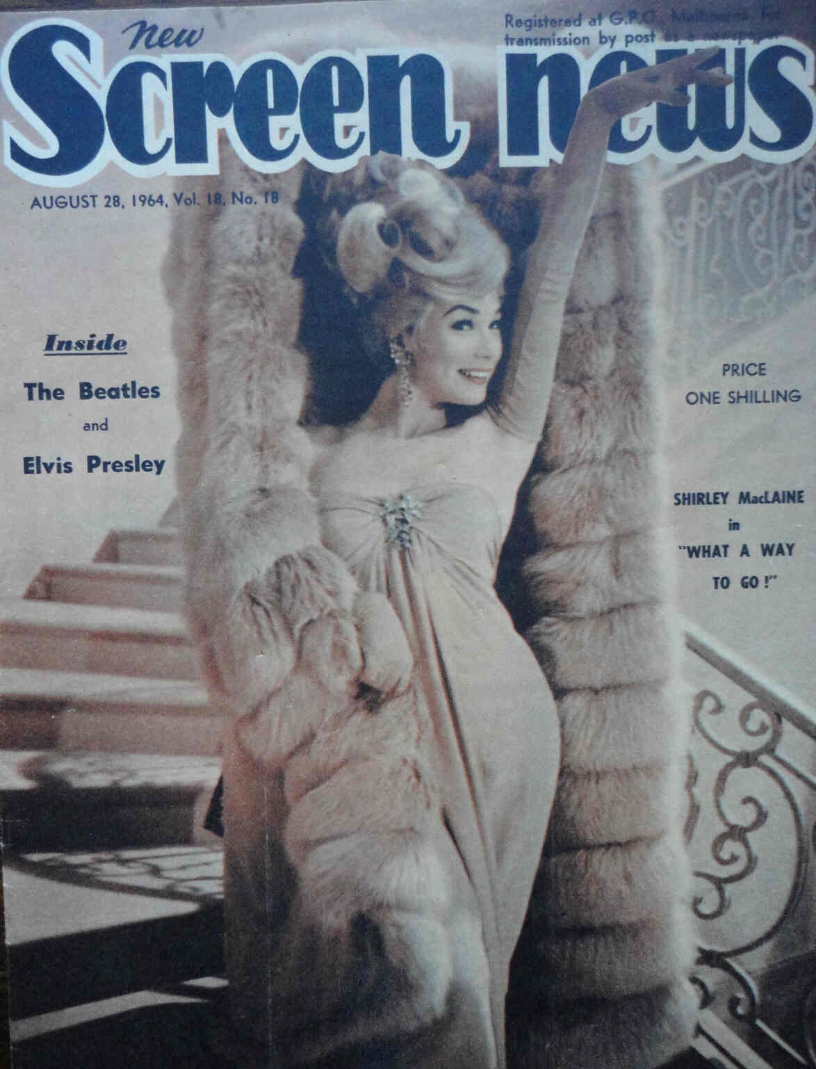 NEW SCREEN NEWS magazine side cover  Vol 18 # 18 28 August 1964