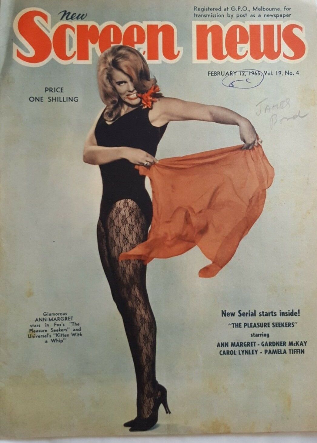 NEW SCREEN NEWS magazine side cover  Vol 19 # 4 12 February 1965