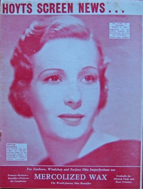 NEW SCREEN NEWS magazine side cover  Vol 4 No  29 5 October 1935