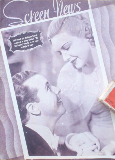 NEW SCREEN NEWS magazine side cover  1937