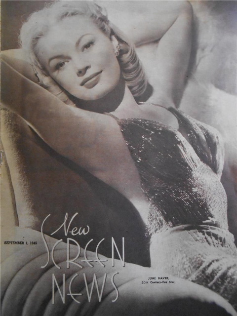 NEW SCREEN NEWS magazine side cover 1 September 1945
