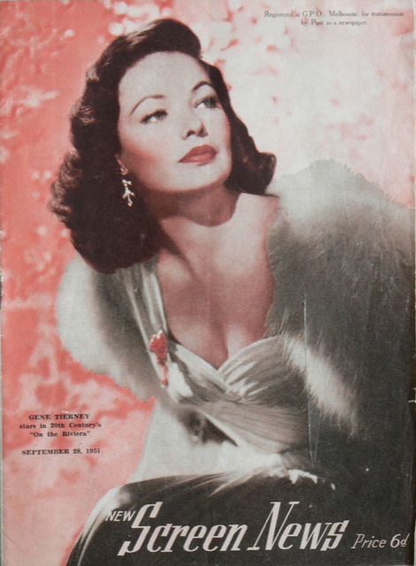 NEW SCREEN NEWS magazine side cover 28 September 1951