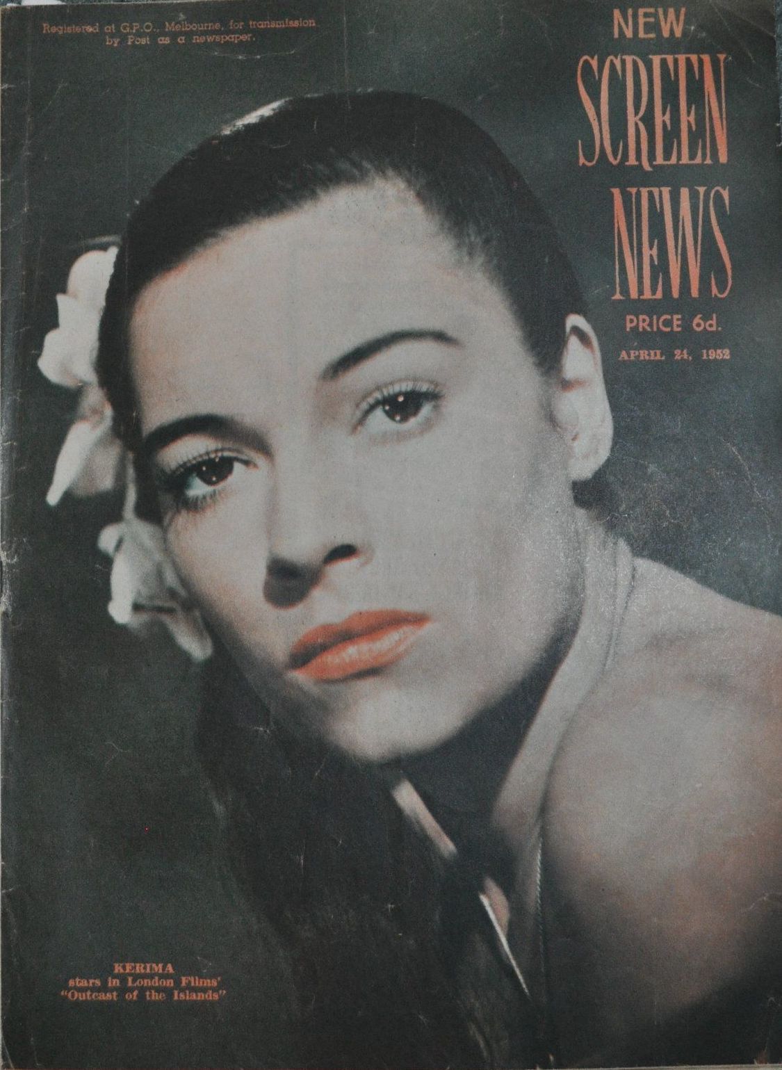 NEW SCREEN NEWS magazine side cover 24 April 1952