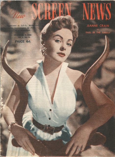 NEW SCREEN NEWS magazine side cover  Vol 8 No 21 8 October 1954
