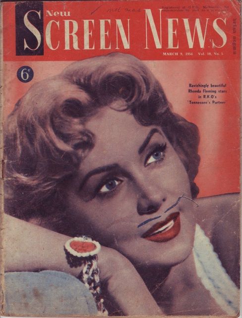 NEW SCREEN NEWS magazine side cover  Vol 10 # 5 9 March 1956