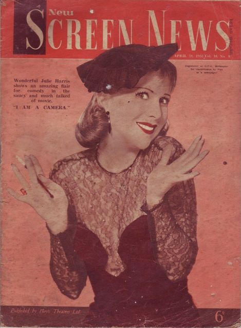 NEW SCREEN NEWS magazine side cover  Vol 10 # 8 20 April 1956