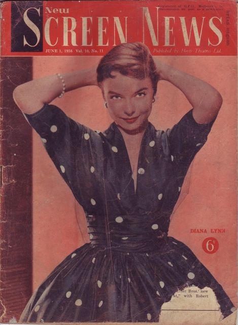 NEW SCREEN NEWS magazine side cover  Vol 10 # 11 1 June 1956