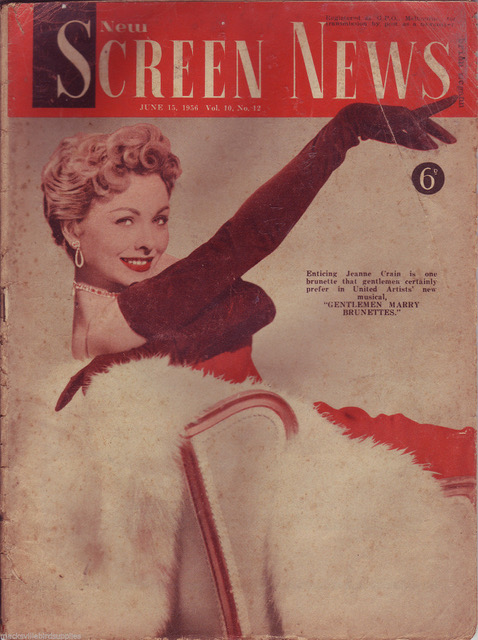 NEW SCREEN NEWS magazine side cover  Vol 10 # 12 15 June 1956