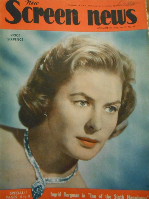NEW SCREEN NEWS magazine side cover  Vol 12 No 24 28 November 1958