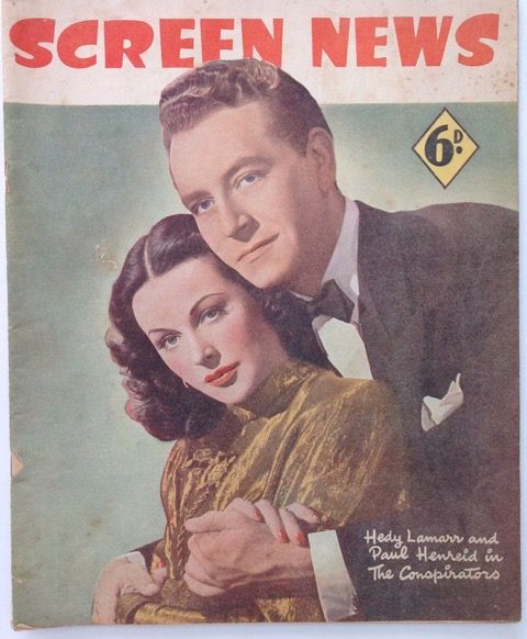SCREEN NEWS (1940s) magazine side cover  1945