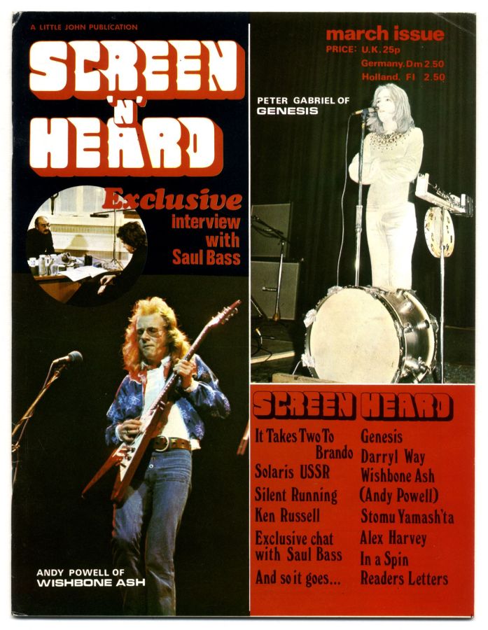 SCREEN N HEARD magazine side cover  March 1972