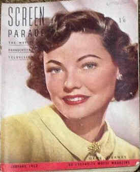 SCREEN PARADE magazine side cover January 1952