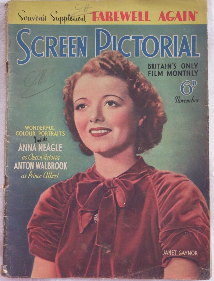 SCREEN PICTORIAL magazine side cover November 1937