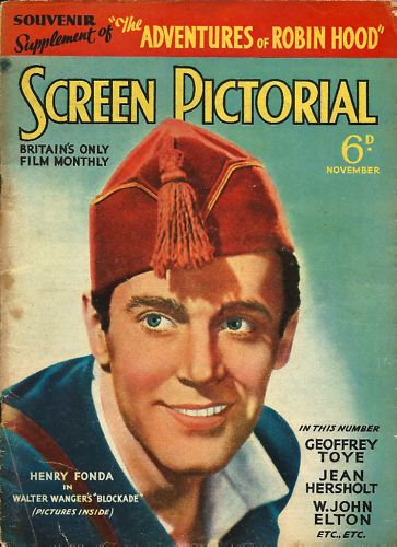 SCREEN PICTORIAL magazine side cover November 1938