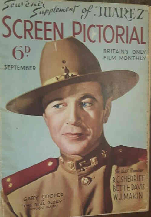 SCREEN PICTORIAL magazine side cover September 1939