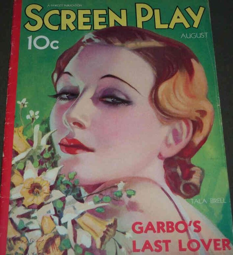 SCREEN PLAY magazine side cover August 1932
