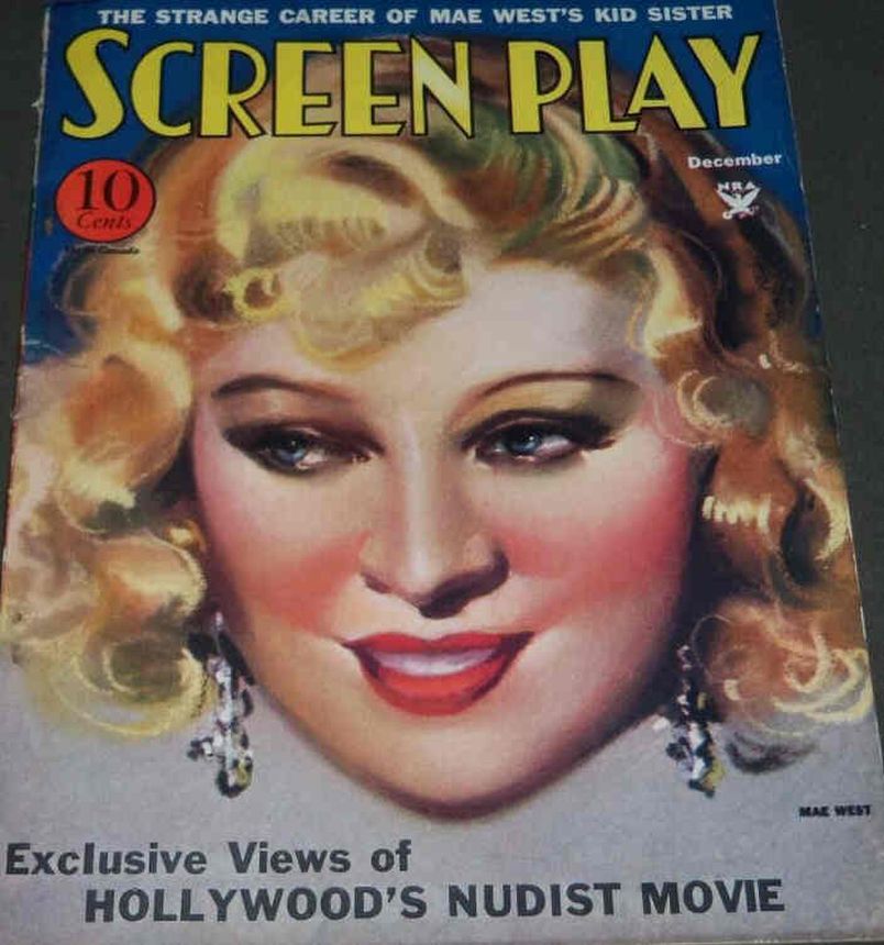 SCREEN PLAY magazine side cover December 1933