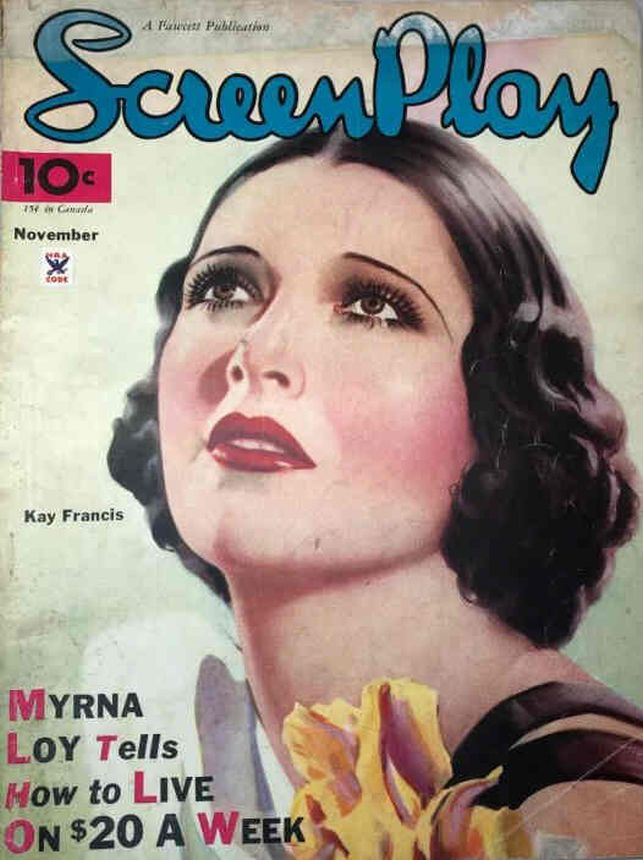 SCREEN PLAY magazine side cover November 1934