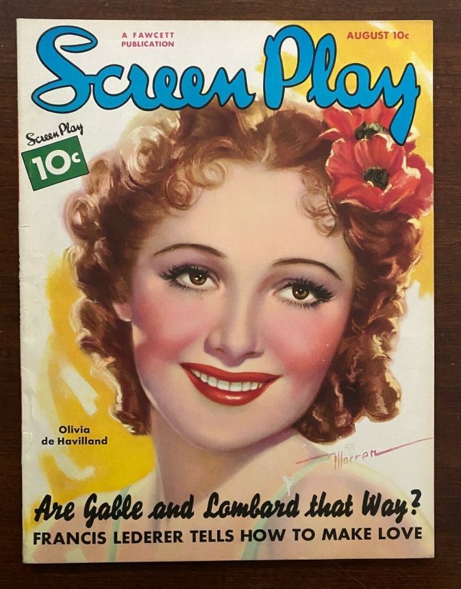SCREEN PLAY magazine side cover August 1936