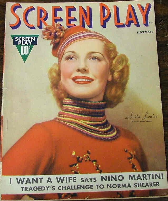 SCREEN PLAY magazine side cover December 1936