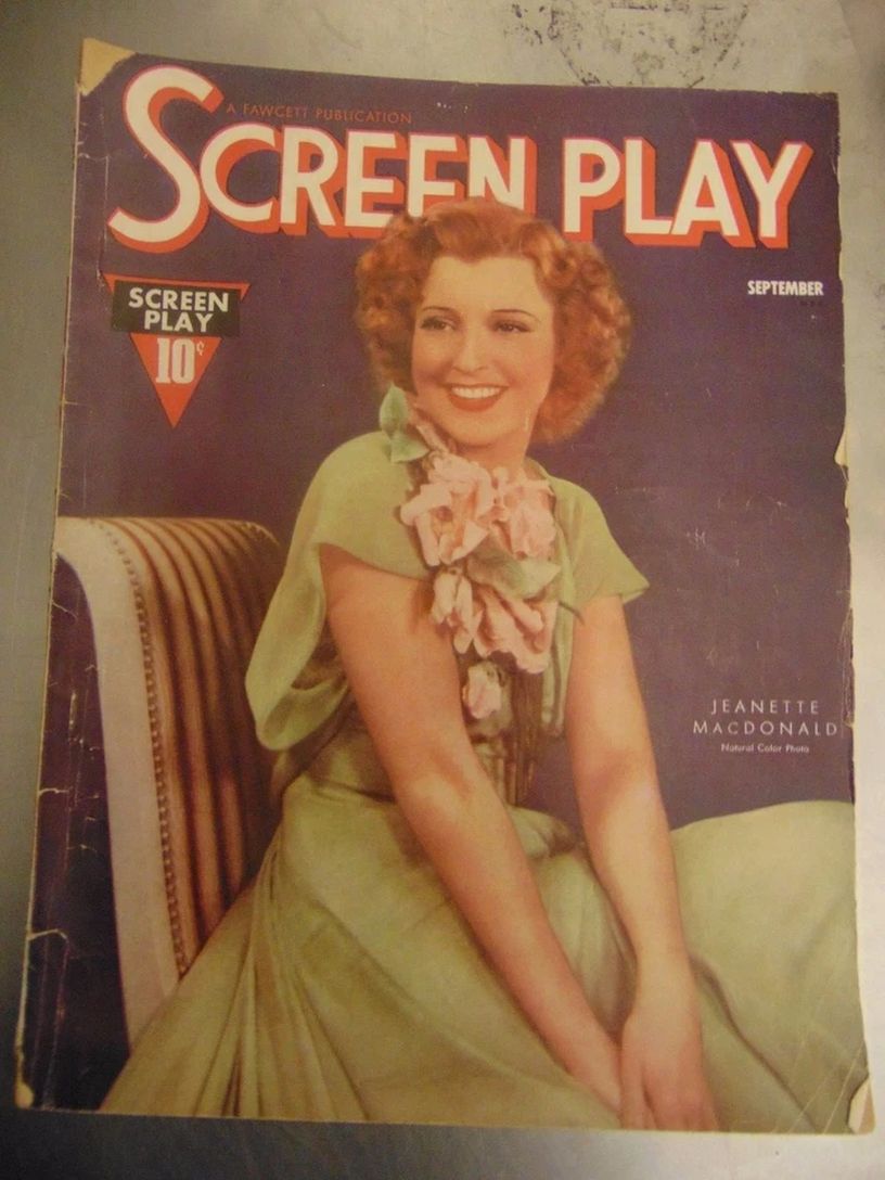 SCREEN PLAY magazine side cover September 1937