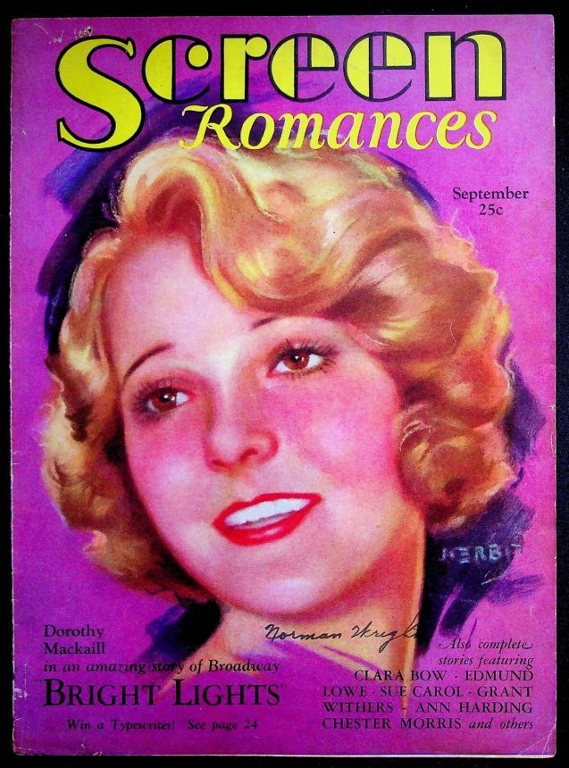 SCREEN ROMANCES magazine side cover Issue 16 September 1930
