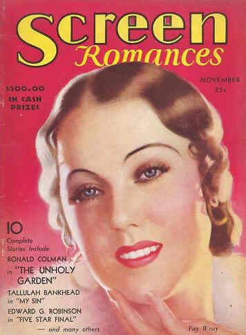 SCREEN ROMANCES magazine side cover Issue 30 November 1931