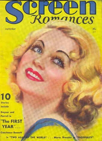 SCREEN ROMANCES magazine side cover Issue 40 September 1932