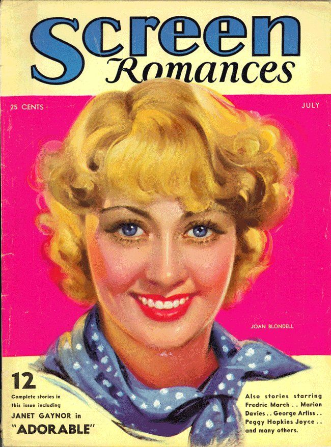 SCREEN ROMANCES magazine side cover Issue 50 July 1933
