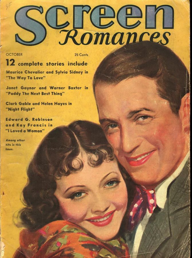 SCREEN ROMANCES magazine side cover Issue 53 October 1933