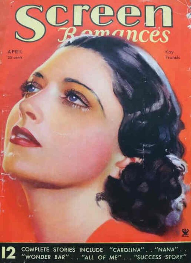 SCREEN ROMANCES magazine side cover Issue 59 April 1934