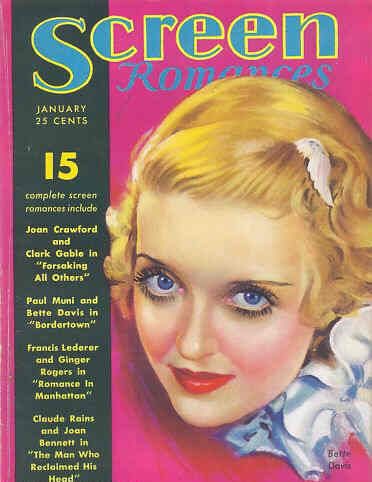 SCREEN ROMANCES magazine side cover Issue 68 January 1935