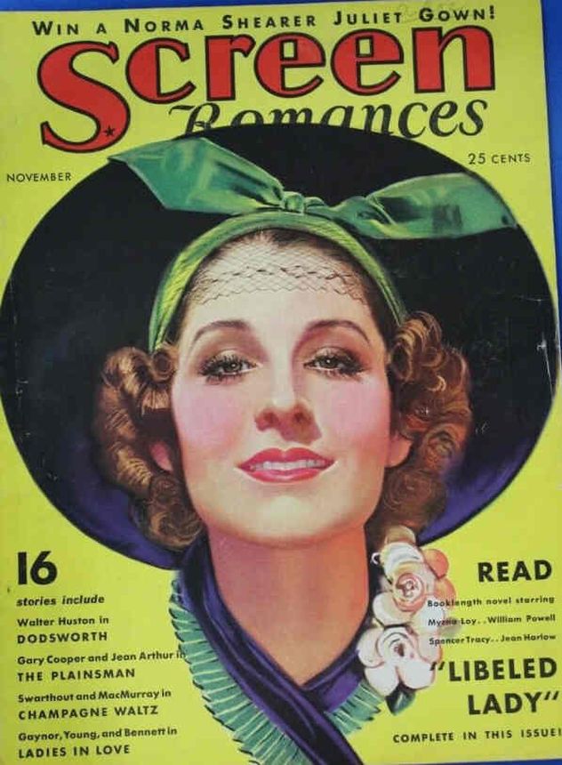 SCREEN ROMANCES magazine side cover Issue 90 November 1936