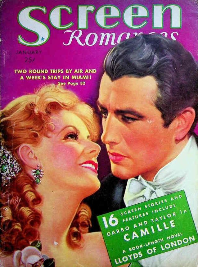 SCREEN ROMANCES magazine side cover Issue 92 January 1937