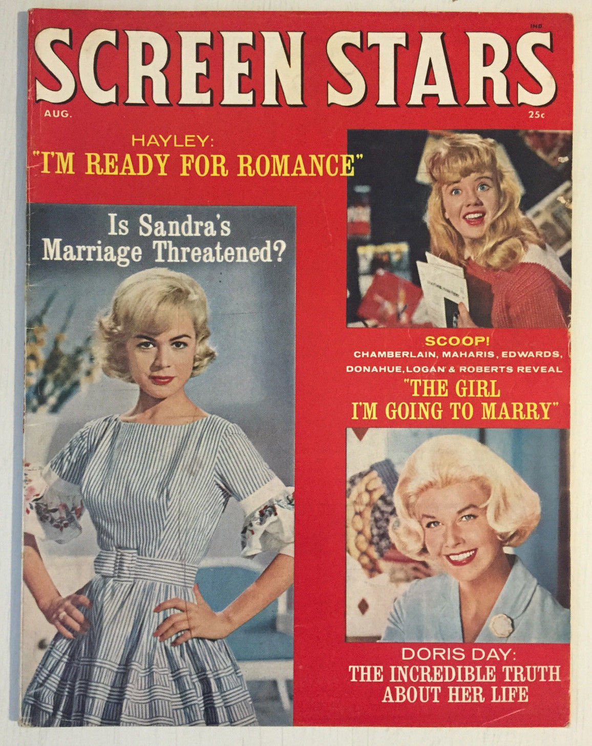 SCREEN STARS magazine side cover August 1962