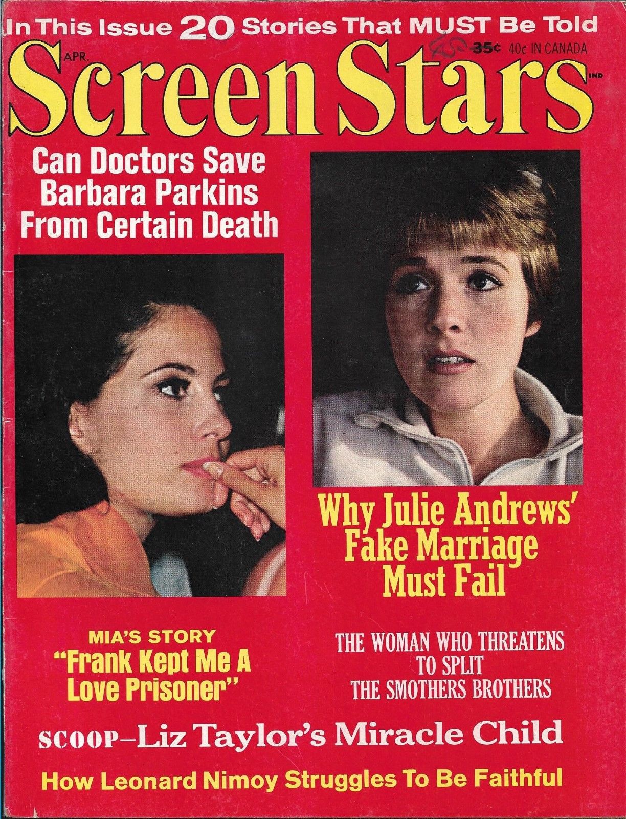 SCREEN STARS magazine side cover April 1968