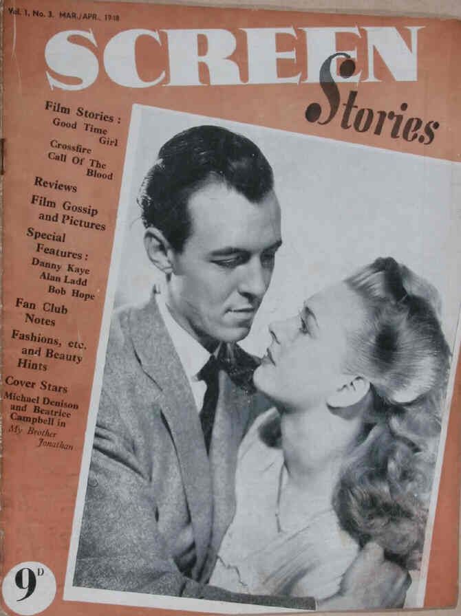 SCREEN STORIES (UK) magazine side cover Issue 3 March/April 1948