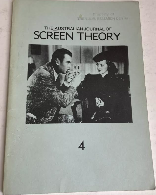 AUSTRALIAN JOURNAL OF SCREEN THEORY magazine side cover Issue 4   1978