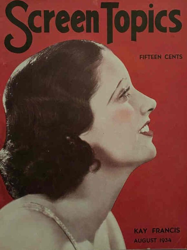 SCREEN TOPICS magazine side cover  August 1934